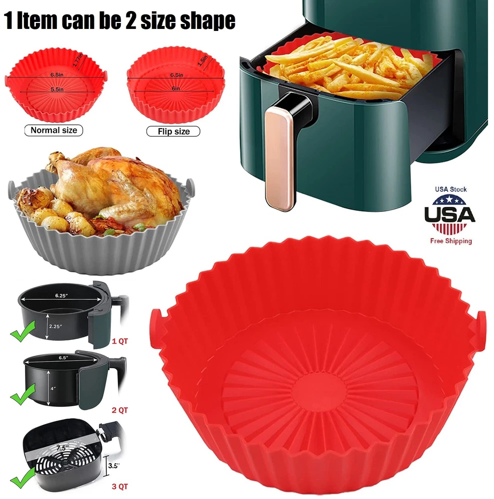 Air Fryer Silicone Pot Basket Liners Non-Stick Safe Oven Baking Tray Accessories Air Fryer Silicone Pot Basket Liners Non-Stick Safe Oven Baking Tray Accessories