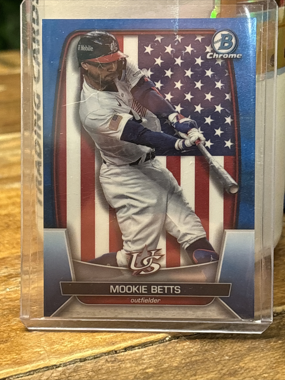 2023 BOWMAN CHROME WBC FLAG BLUE MOOKIE BETTS #/75 USA/LA