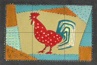 Rooster Tile Backsplash Ramona Jan Art Ceramic Mural POV-RJA007