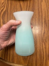TurquoiseWhite Glass Vase 6 1/4  