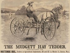 Mudgett Hay Tedder by Whittemore Bros. NEW Sign 24"x30" USA STEEL XL Size 7 lbs