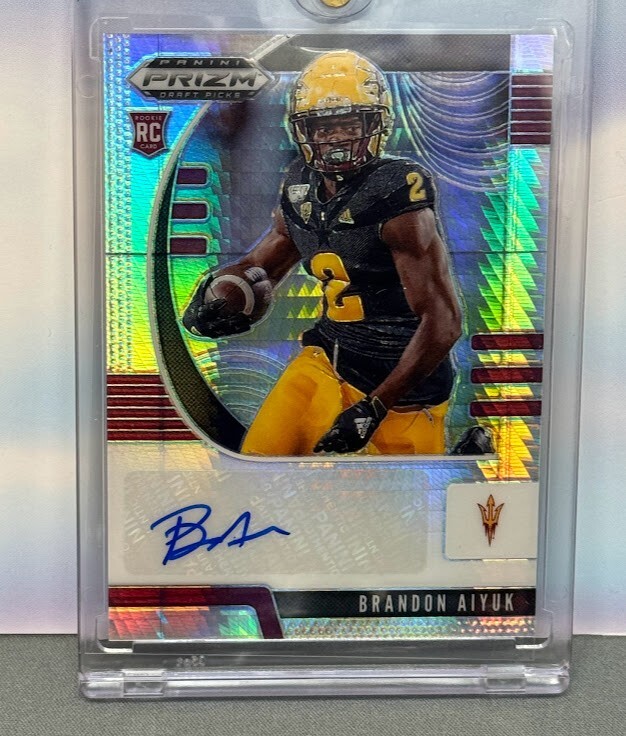 2020 Panini Prizm Draft Picks Brandon Aiyuk RC Hyper Prizm 05/75 Autograph #255