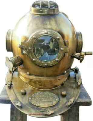 Vintage Red Diving Helmet Full Size Navy Mark V Marine US Navy Divers Helmet,