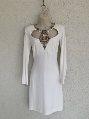 white beaded bodycon dress White Pointelle Knit Mini Dress