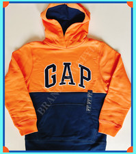GAP Sweatshirt Logo Pullover KIDS Fleece ORANGE/NAVY BLUE pick size M L XL NEW