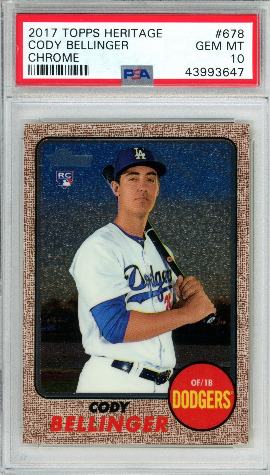 2017 TOPPS HERITAGE CHROME #678 CODY BELLINGER ROOKIE /999 PSA 10 GEM MINT