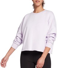 NWT DSG Women's Cotton Terry Crew Frayed Hem Sweatshirt Purple Size 1X 30 F200