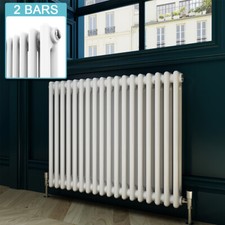 Cast Iron Traditional 2 Column Radiator Horizontal White Double Rad 600 x 830 mm