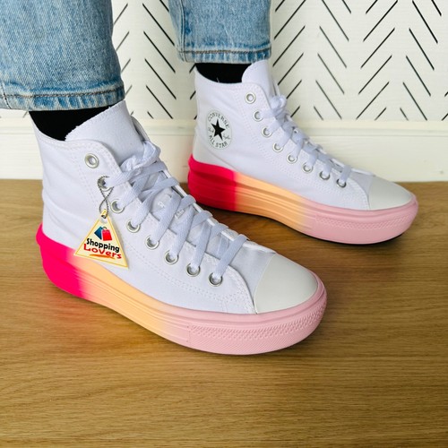 🤩Chuck Taylor All Star Move Platform Sz 4.5 Kids Shoes White Pink Ombre A07372C - Picture 4 of 13