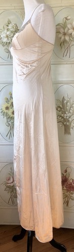 VTG USA NIGHT GOWN PEIGNOIR ECRU GRAY LACE NYLON TRICOT SPAGHETTI STRAP EUC 34 - Picture 5 of 11