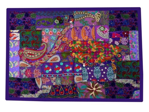 Vintage Handmade Wall Hanging Embroidered Bohemian Patchwork Tapestry 60"L LT53 - Picture 1 of 4