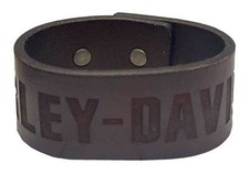 Harley-Davidson Men's Embossed H-D Adjustable Leather Cuff Bracelet Wristband