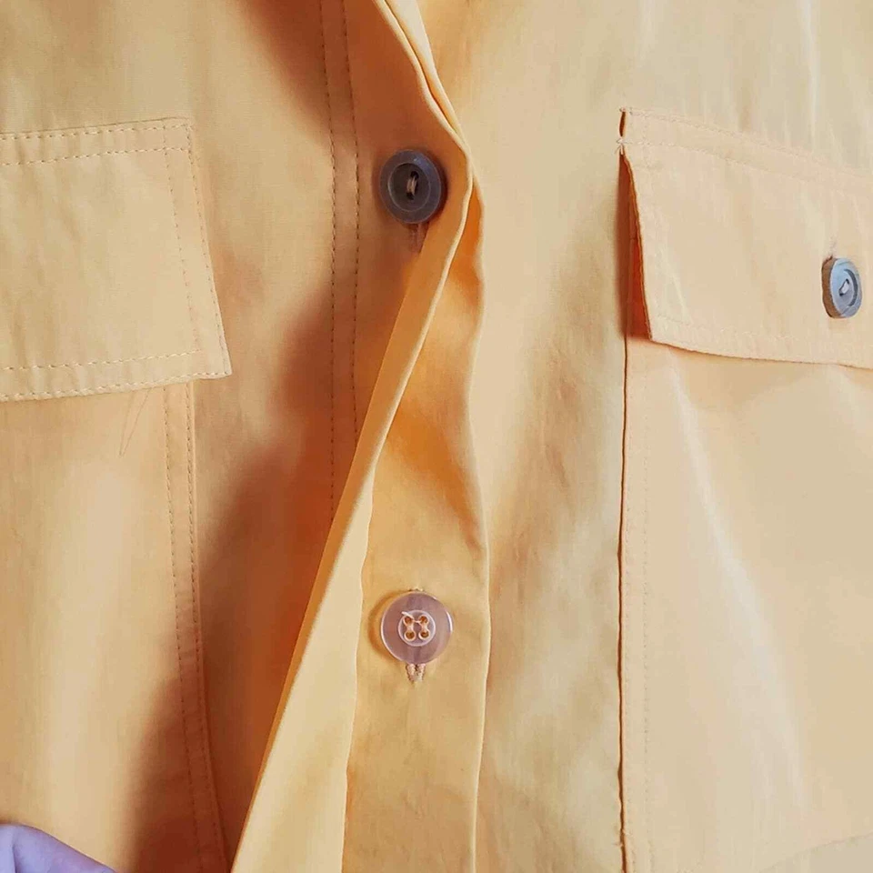 Blusa Safari Vintage Años 80 Russ Amarillo Brillante Botones Manga Corta Talla 12 Foto 4 de 4