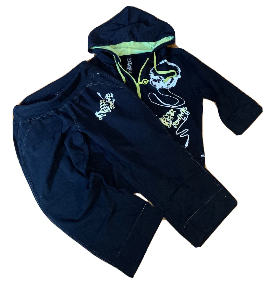 Conjunto Sudadera Meca Mujer Pantalones Cortos Sudadera con Capucha Chaqueta Hip Hop Mediana De Colección Y2K Foto 2 de 4