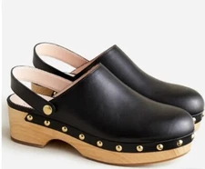 J.Crew Womens $198 Convertible Leather Clogs Black Size 6.5 Medium BA188