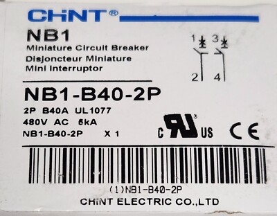 CHINT NB1 B40 2P 40 AMP  2 Pole Circuit Breaker NB1-63 B40 480 VAC