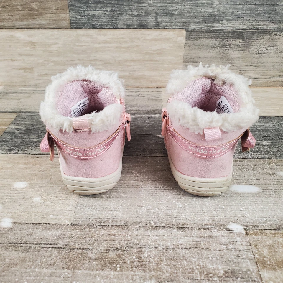 Stride Rite 360 Zina First Walking Bootines Niños Talla 3 M Rosa Cremallera Lateral Botín Foto 3 de 4