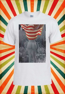 Sexy Mädchen amerikanische Flagge Vintage cool Männer Frauen Weste Tank Top Unisex T-Shirt 1185