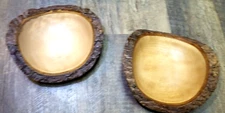 SET OF 2 VILLACERA MANGO WOOD LIVE EDGE OVAL DECORATIVE BOWLS NEW 
