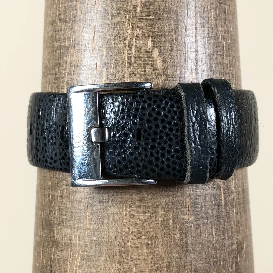 Hugo Boss Mujer 3388 Negro Cuero Cuadrado 23mm Cuarzo Analógico Reloj 6 1/2" Foto 4 de 4