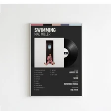 Mac Miller | SWIMMING | Album/Tracklist - Wall Digital Art Poster - Dark