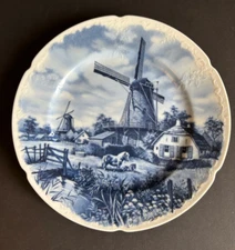 Delft Blue Holland Ter Steege BV Blauw 1984 Windmill Cottage Ponies Plate VTG