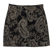 Vintage 90s Mini Skirt S Black Ivory Paisley Grunge Fairy Whimsigoth Victorian