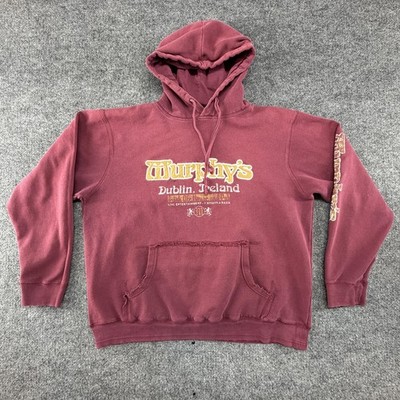 Murphy's Dublin Ireland Hoodie Mens Medium Red Beer Pub Graphic Fleece Pullover