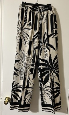 Women s Rachel Zoe Black and Tan Tropical Print Size S Pants NWOT (fit like Med)