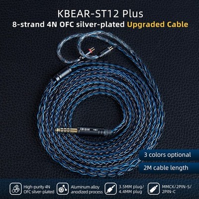 2M Long Recessed 2Pin IEM Cable, in Ear Monitor Replacement QDC