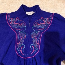 Vtg Vanity Fair House Gown Coat Robe Purple Hostess S Petite zipper embroidered