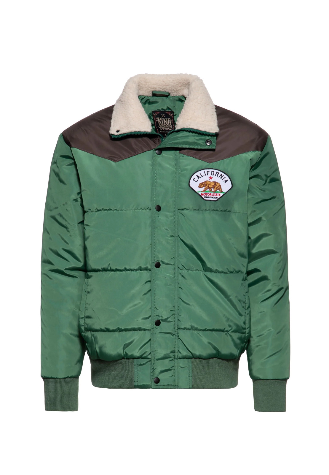 King Kerosin California Jacke Herren Rockabilly Biker Jacket Grün S-5XL