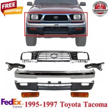 Front Bumper Chrome Steel Kit Grille Signal Lights For 1995-1997 Toyota Tacoma
