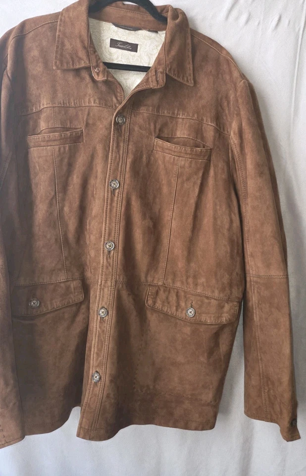 Tasso Elba Genuine Brown Suede Relaxed Jacket Coat XXL - Image 3 of 4