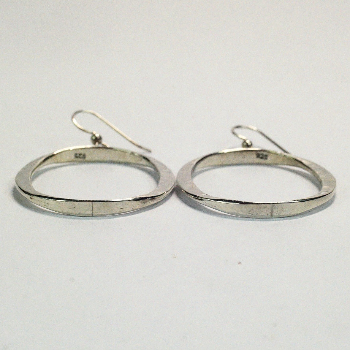 Sterling Silver Hook Drop Dangle Large Open Oval … - image 5