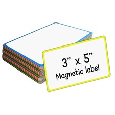 Magnetic Name Tags Labels - 3x5 Inch Dry Erase Reusable Stickers for Wareho...