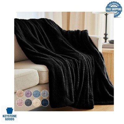 Luxurious Faux Fur & Sherpa Throw Blanket 65x50 for Couch & Bed