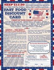 Keep 12.00 On Every Order You Receive Selling Fast Food Discount Cards