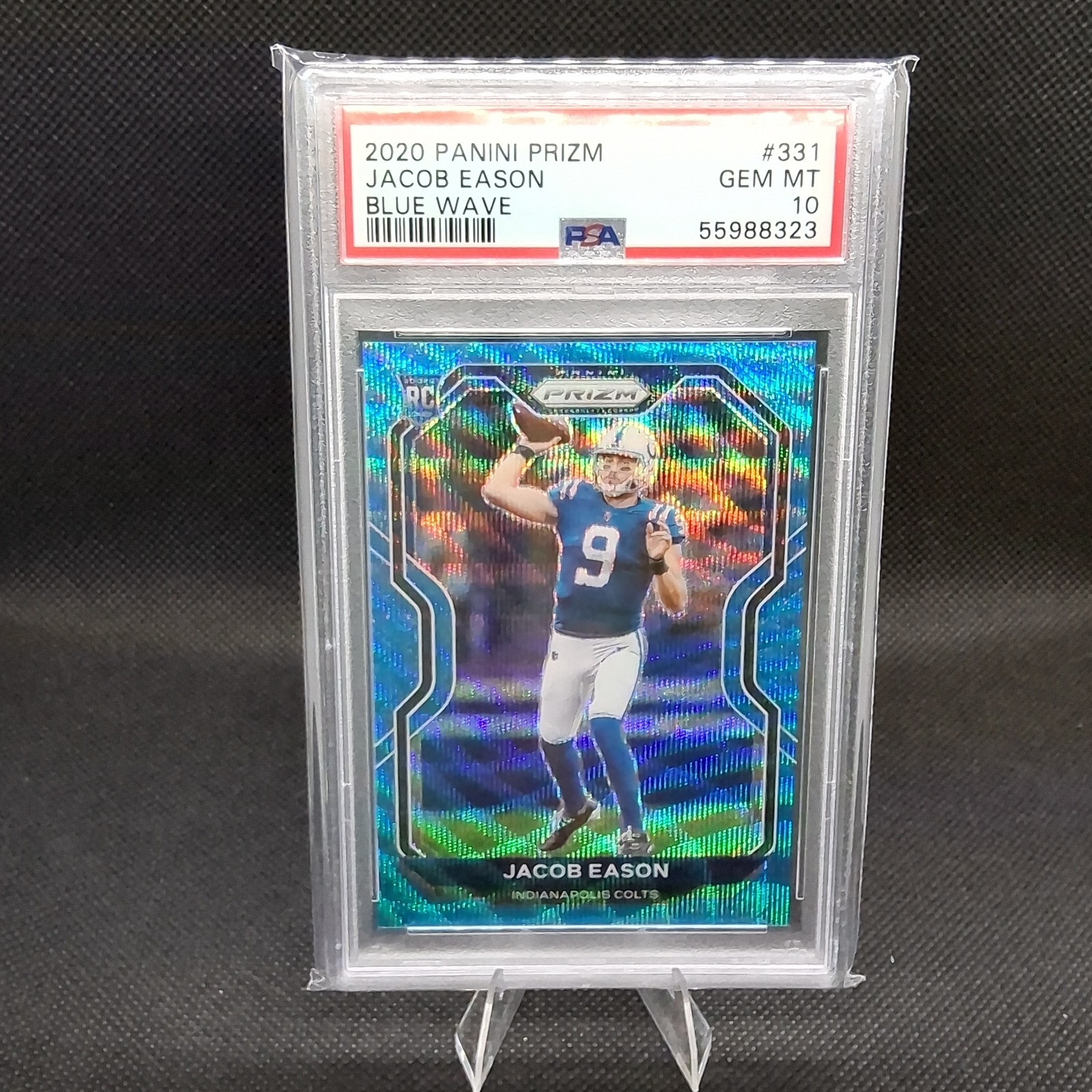 Panini Prizm 2020 Jacob Eason Blue Wave Prizm Rookie #331 PSA 10 /199 Colts