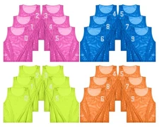 24 Pieces Pinnies Scrimmage Vests, Nylon Mesh Team Practice Jersey Youth Pinn...