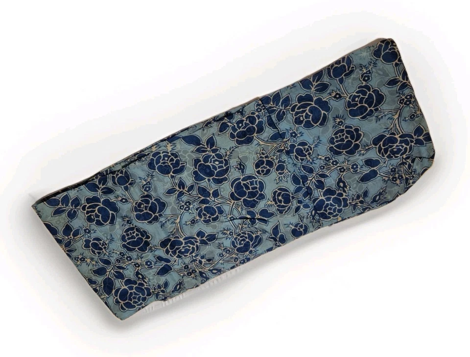 Vintage Collectible Rayon Blue Scarf & Polyester Multicolor Floral-Checker Scarf - Image 3 of 4