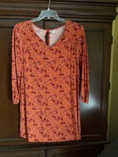 old navy dress medium floral print orange
