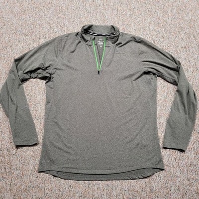 Nike Element Men Large Grey Quarter Zip Pullover Running Dri-FIT Top Workout Gym