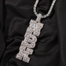 Custom Vertical Chain Iced Out Hip Hop Pendant Necklace