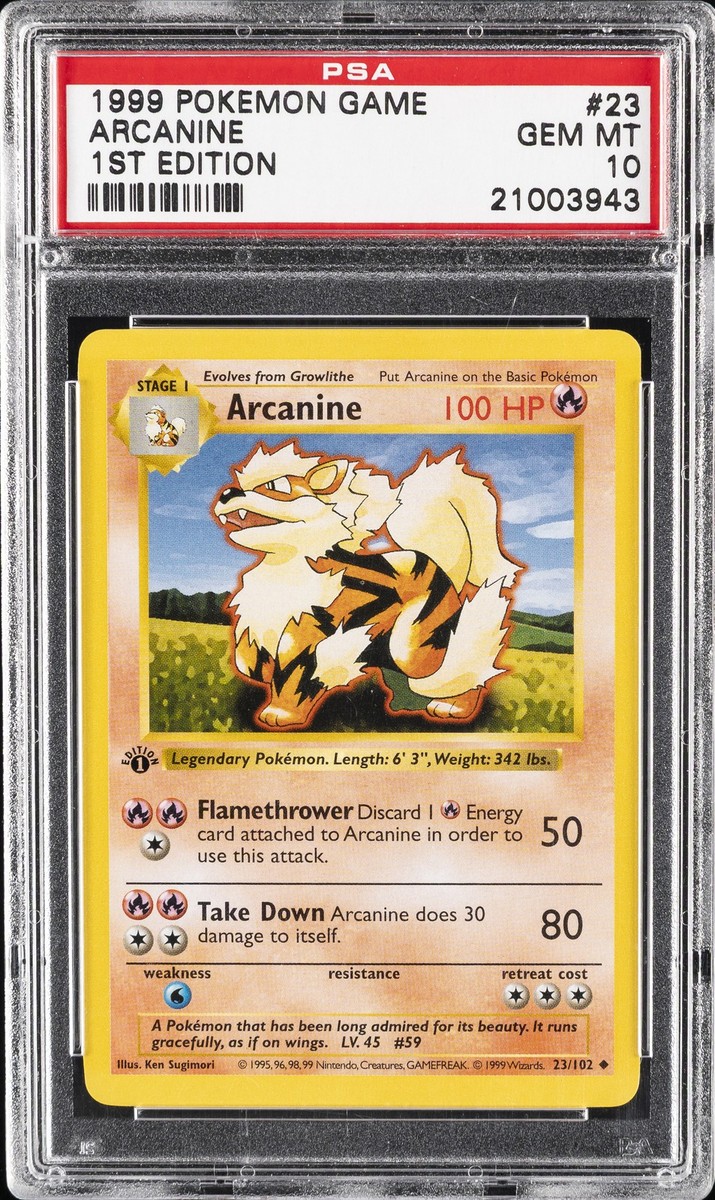 1999 POKEMON BASE SET 1ST EDITION #23 ARCANINE PSA 10 | eBay