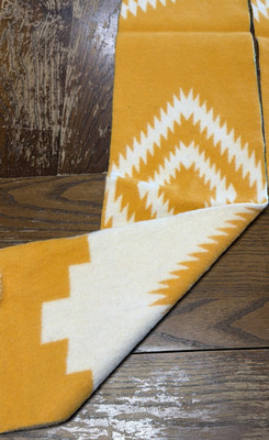 1 Pc Pendleton Blanket Wool Reversible Remnant Yellow/Orange Off-white 8'' x 51''￼