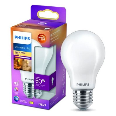 Philips LED A60 Birne 5,9W=60W E27 matt 806lm WarmGlow 2200K-2700K Ra>90 DIMMBAR