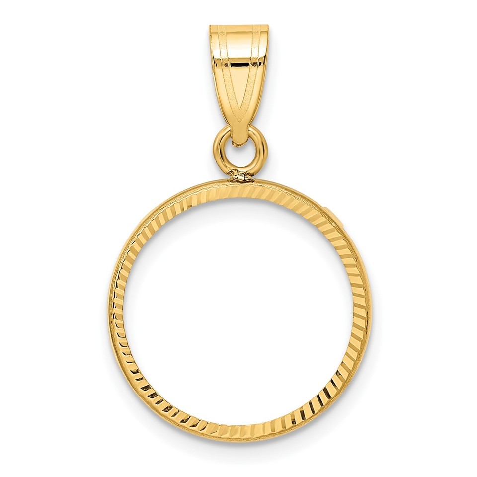 14k Yellow Gold Diamond Cut Bezel Pendant Prong Mounting - For Various ...