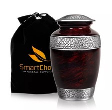 SmartChoice Hand-Crafted Adult Cremation Urn Memorial Funeral Elegant Red 