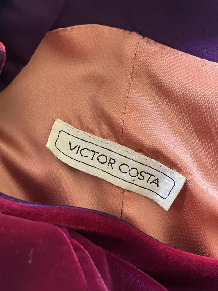 Vestido de cóctel vintage Victor Costa de terciopelo morado - talla pequeña Foto 4 de 4